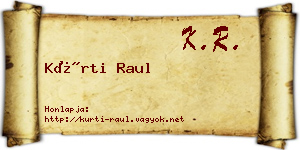 Kürti Raul névjegykártya